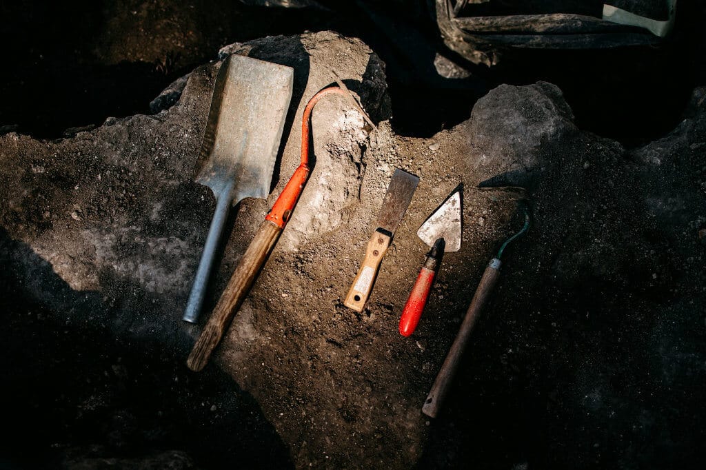 Archaeology tools representing historical evidence for Jesus