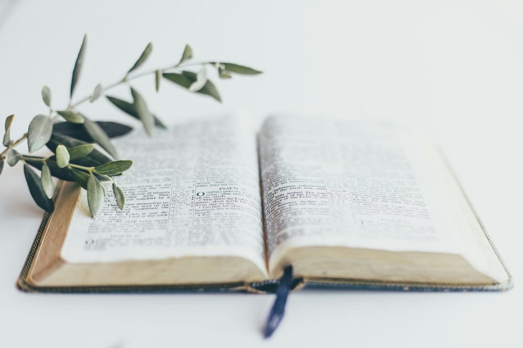 Bible on a table with soft light